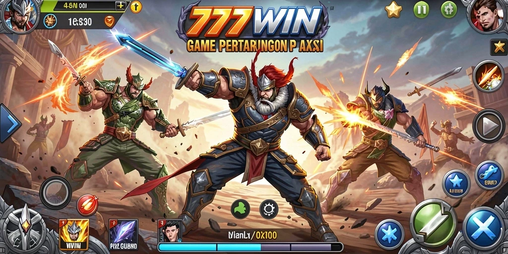 Screenshot utama menampilkan aksi pertarungan epik dalam 777WIN.