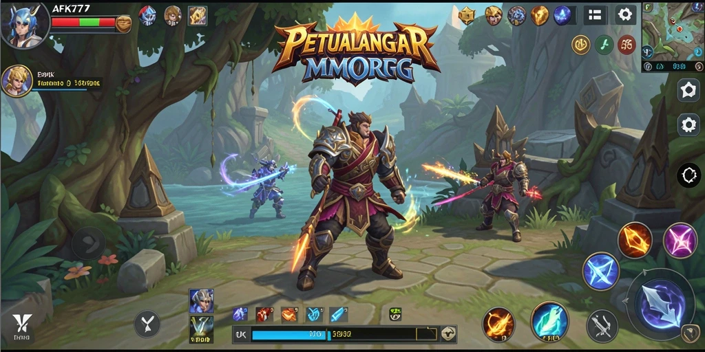 Tampilan gameplay <strong>AFK77</strong> yang seru dan penuh aksi di dunia MMORPG.