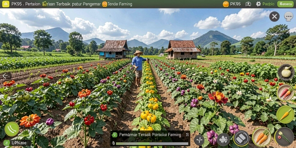 Screenshot gameplay PK95 menampilkan aktivitas bercocok tanam yang seru.