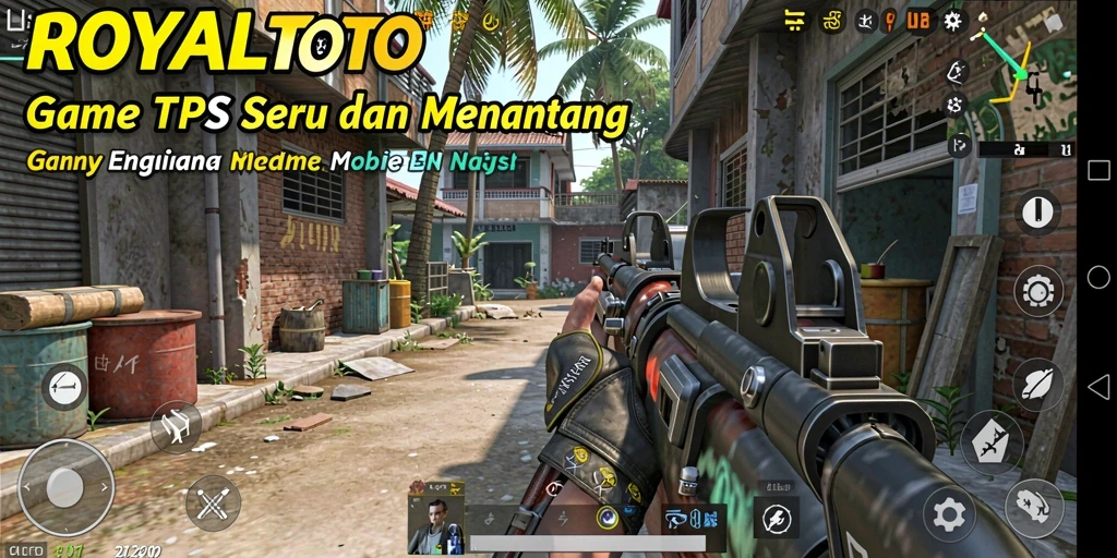 Tampilan gameplay seru dari ROYALTOTO, menampilkan aksi TPS mendebarkan.