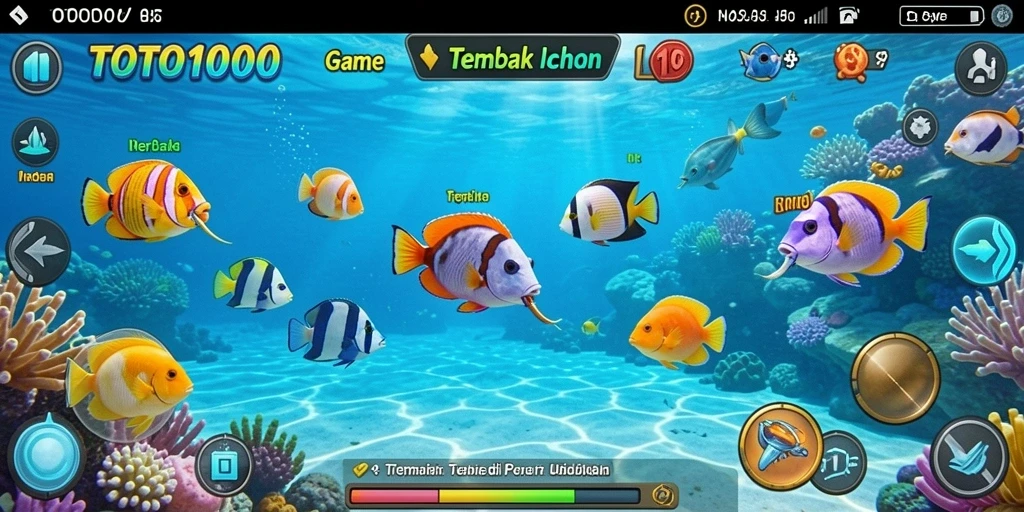 Screenshot gameplay Tembak Ikan yang menampilkan aksi menangkap ikan.